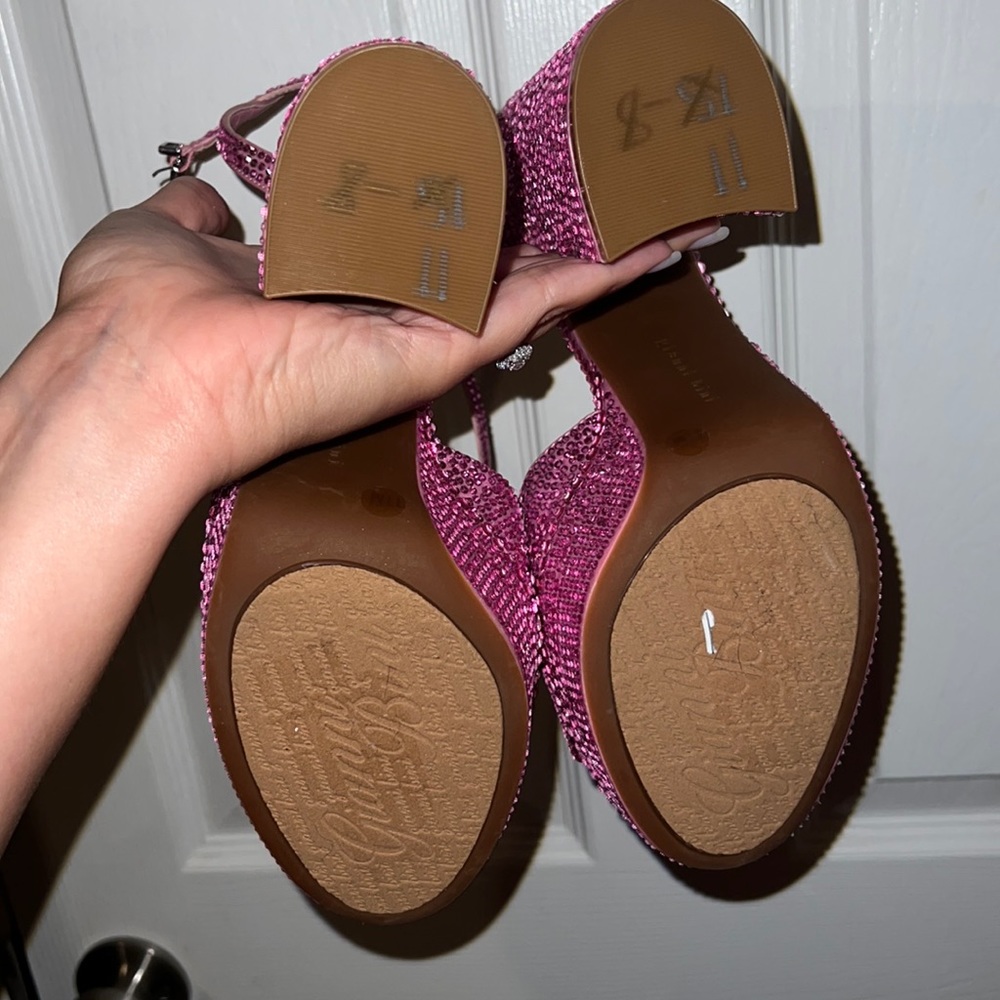 GORGEOUS Gianni Bini rhinestone pink platform heels - Picture 11 of 13